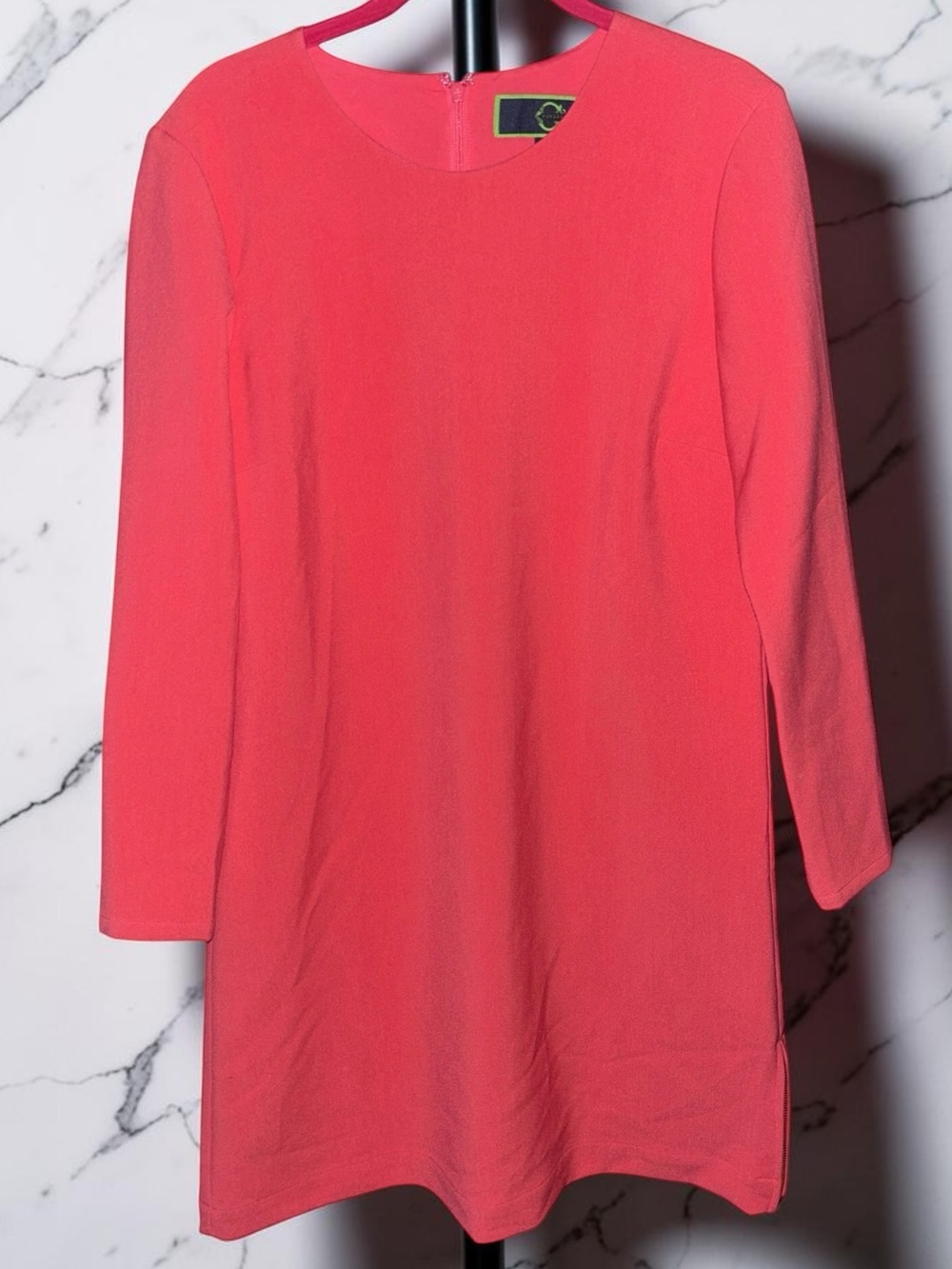 C. Wonder Bright Coral LS Dress w/Zipper accents, P2P:18”, L:34”, NWOT